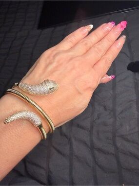Gold Filled AAA CZ Snake Wrap Bracelet - Adjustable